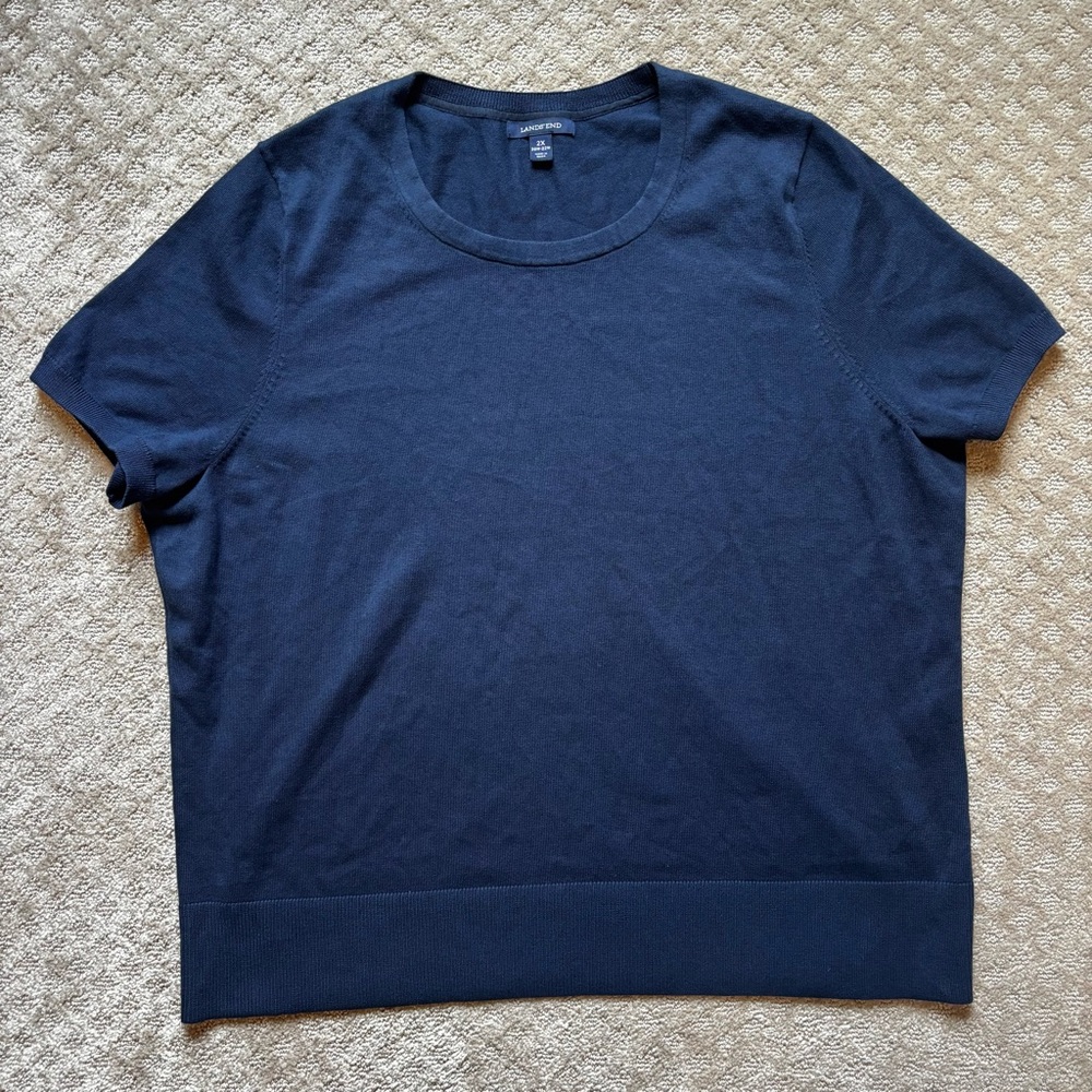 Lands' End Deep Blue Knit Short Sleeve Top size 2x - Picture 2 of 7